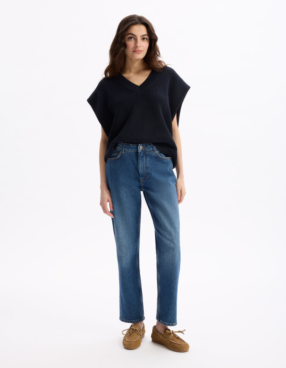 Pull Fille Col V Dunnes Stores, Noir, Polyester, Taille 10-11 Ans, Manches Longues