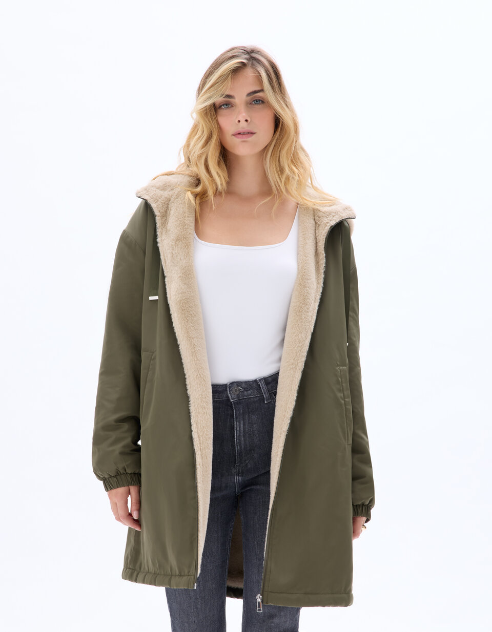 Parka Patrice Breal Beige Col Châle Intérieur Léopard - Taille 40 - Occasion Très Bon état