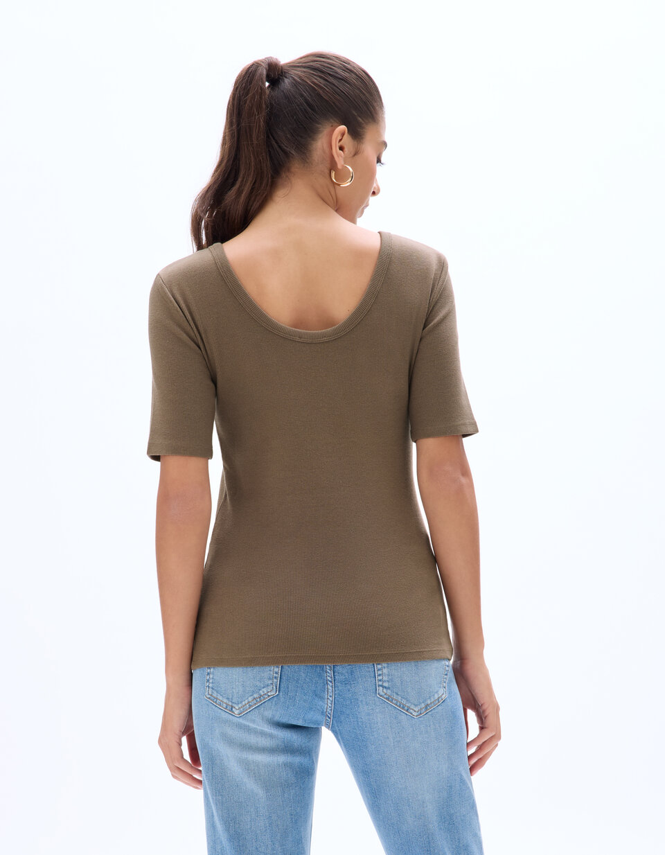 Chemise Manches Courtes Camaieu Beige - Taille 38 - Occasion Très Bon état