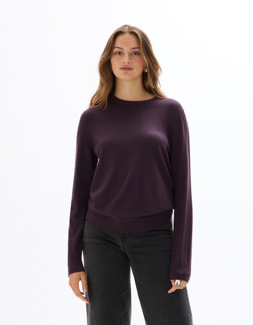 Pull Côtelé Madewell En Laine Mérinos 100% - Couleur Lilas Bois, Taille S, Occasion Très Bon état