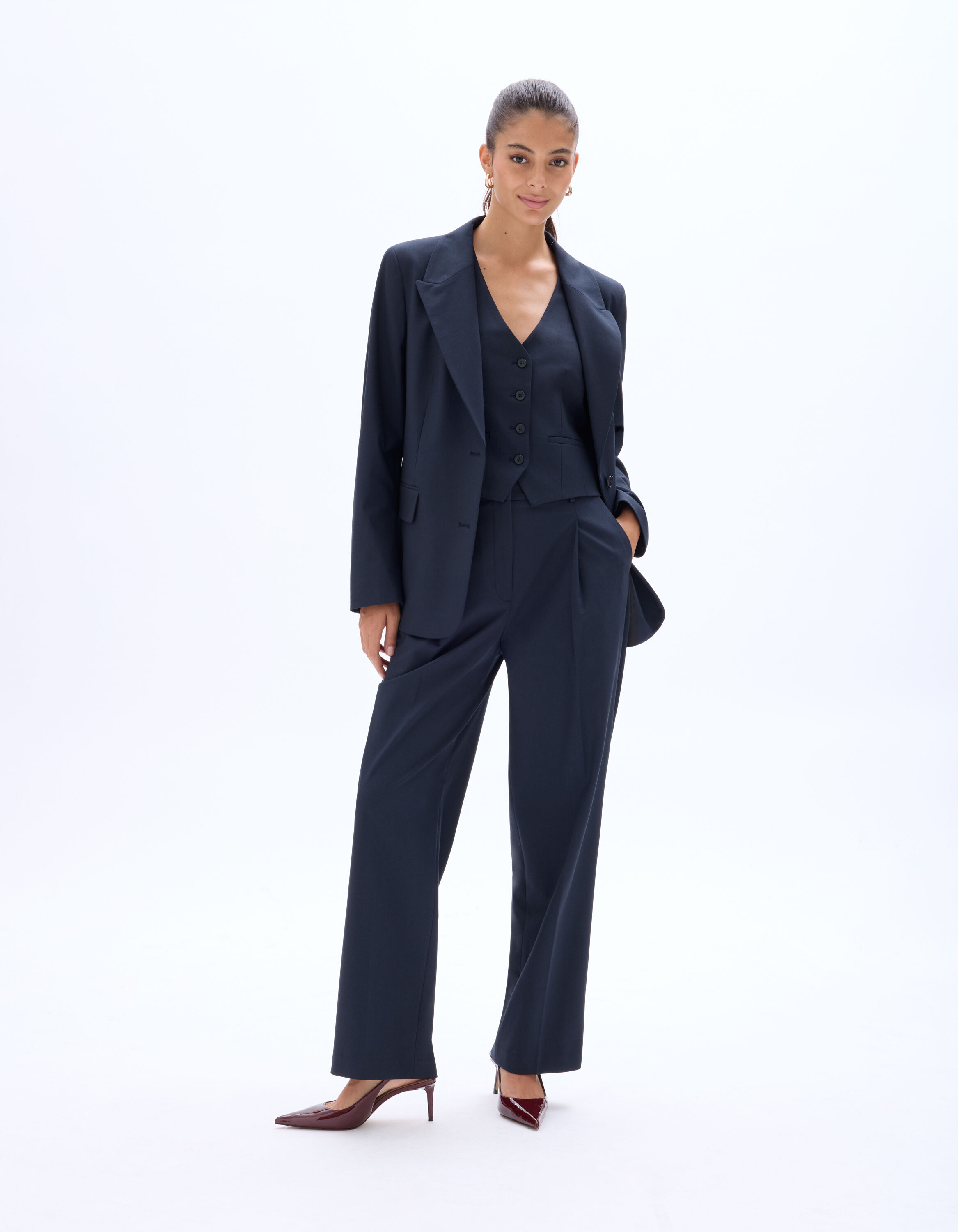 Veste blazer coupe droite marine celio be camaïeu