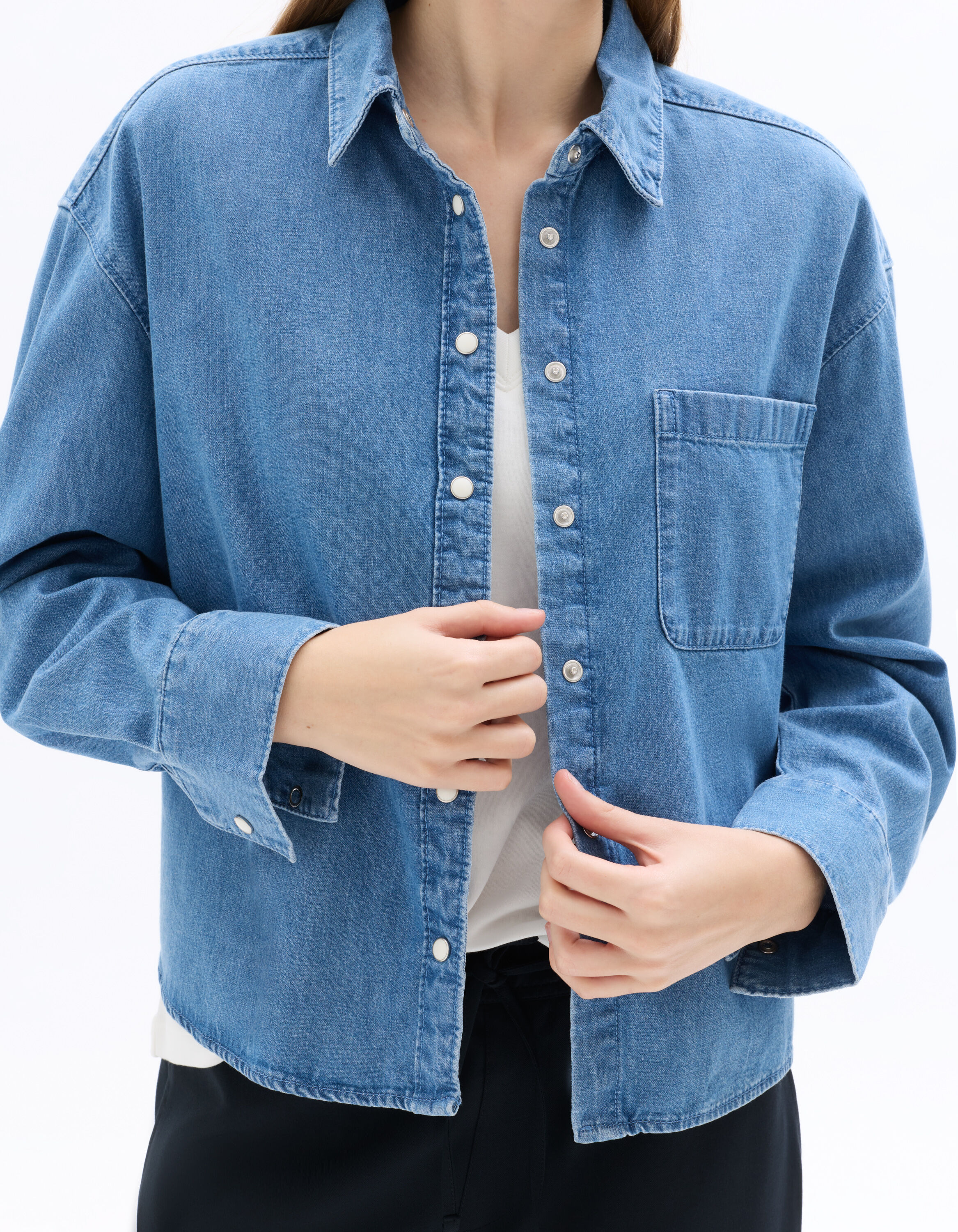 Cropped denim shirt - blue | celio women