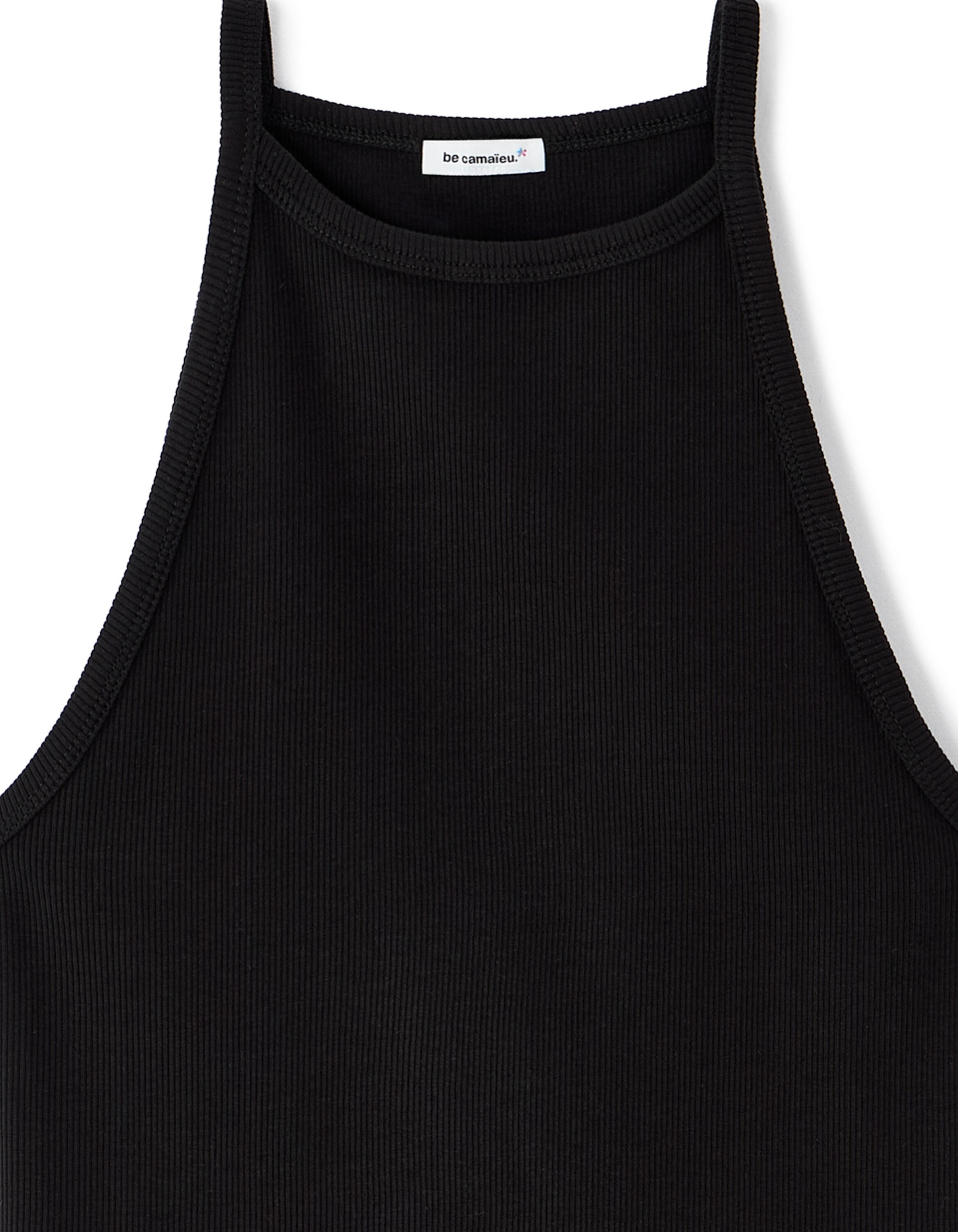Top côtelé à bretelles noir celio be camaïeu