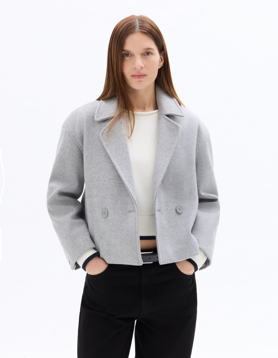Manteau Court Femme Laine Mélangée – Trench Élégant Hiver Grande Taille – Manches Longues Revers Chic – Coupe-Vent Épaissi – Style Intemporel