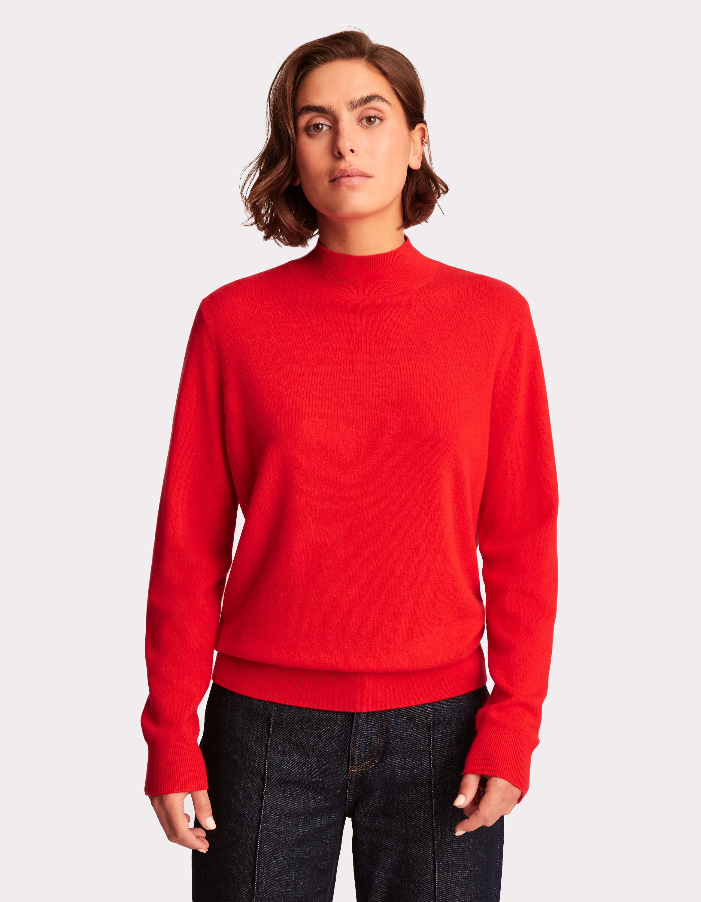 Pull col montant rouge