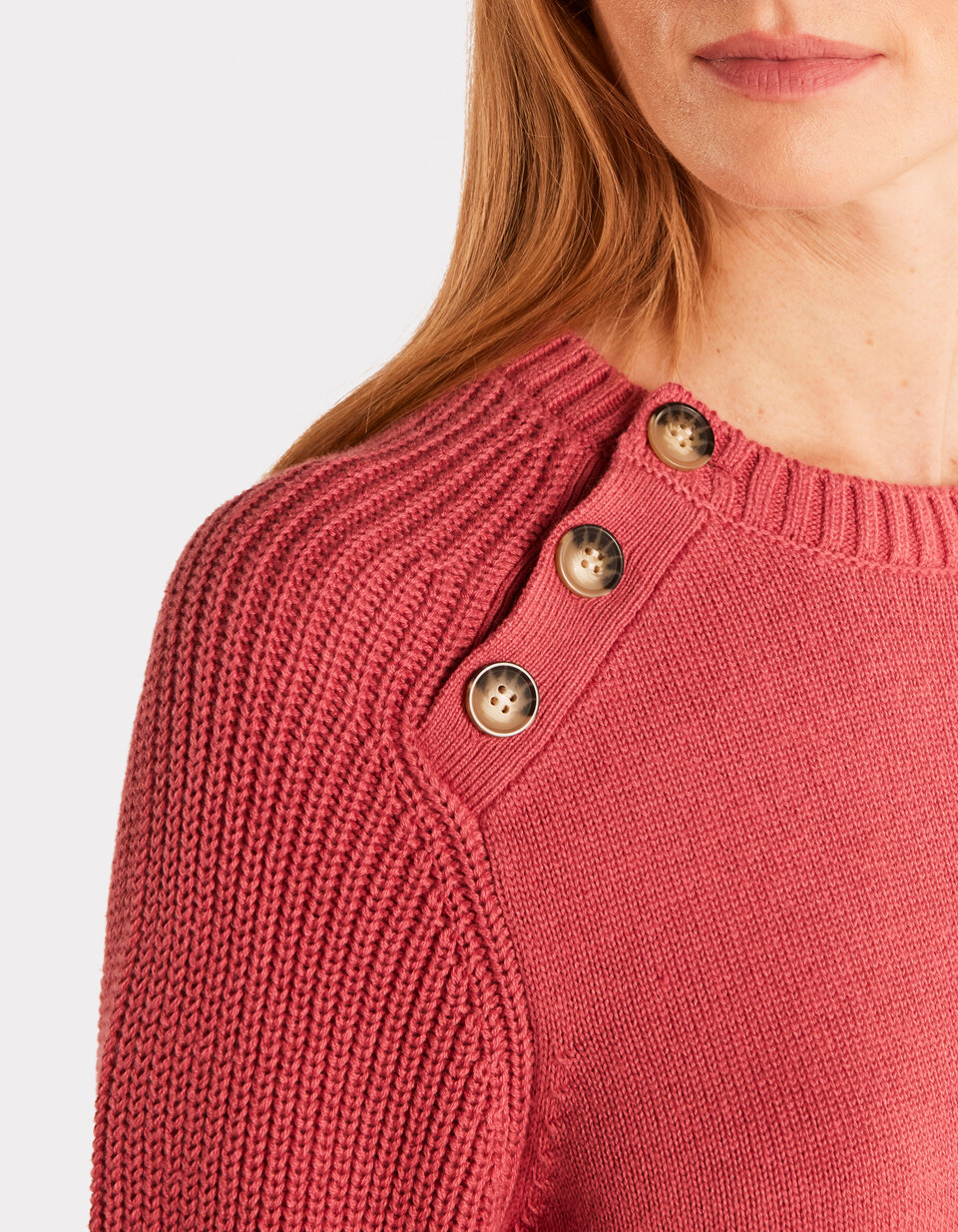 Pull en coton chaud col rond rose celio be camaïeu