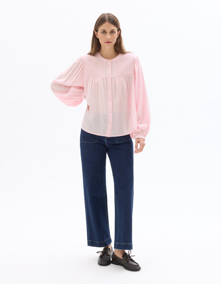 Chemisier Beige En Lin T.O.P. Taille 38 - Occasion En Très Bon état, Style Casual Chic