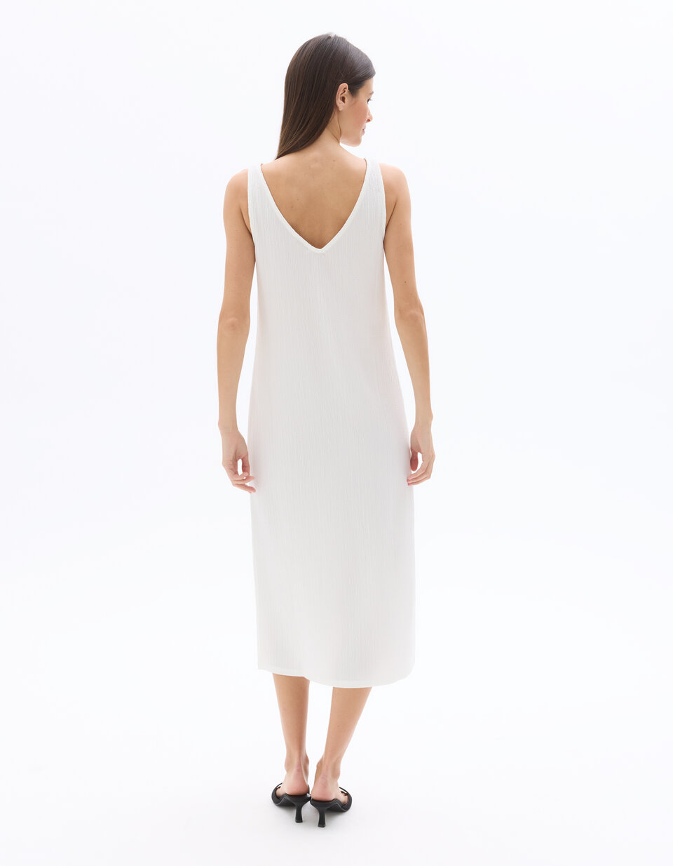Crepe Midi Dress - White | celio women