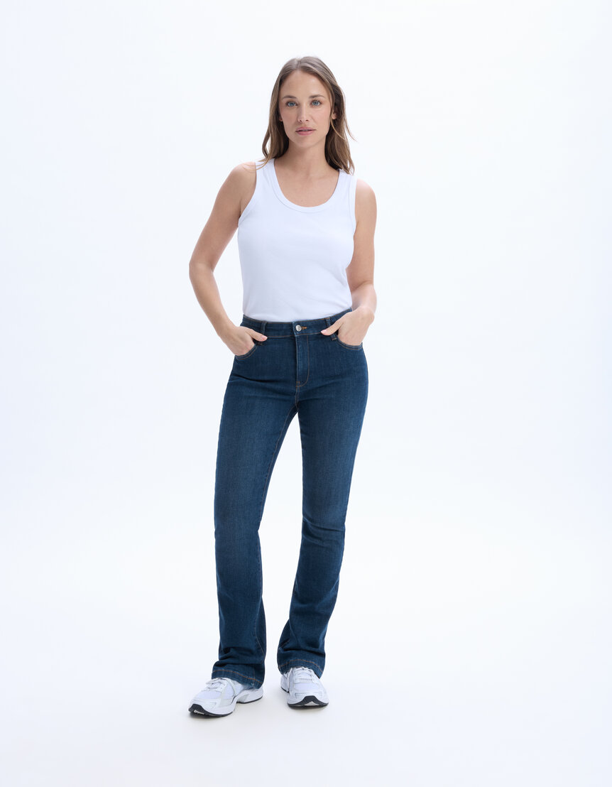 Jean bootcut taille haute - bleu