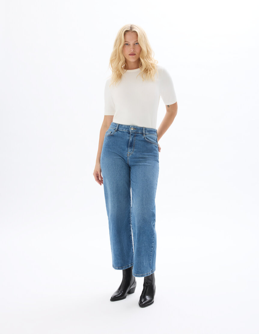 Jean large longeur cheville - bleu foncé