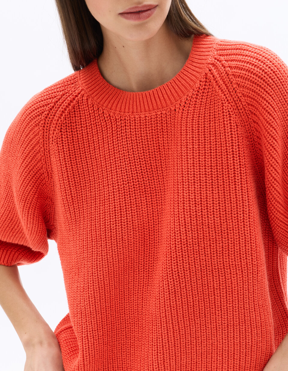Pull Oversize Manches 3 4 Rouge Celio Women pull-oversize-manches-3-4-rouge-celio-women