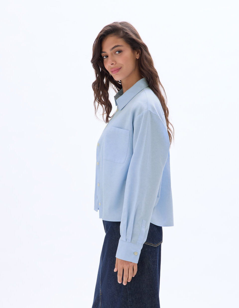 Chemise MANDATE Oxford Bleue Taille 14 Manches Courtes - Neuf Avec étiquettes