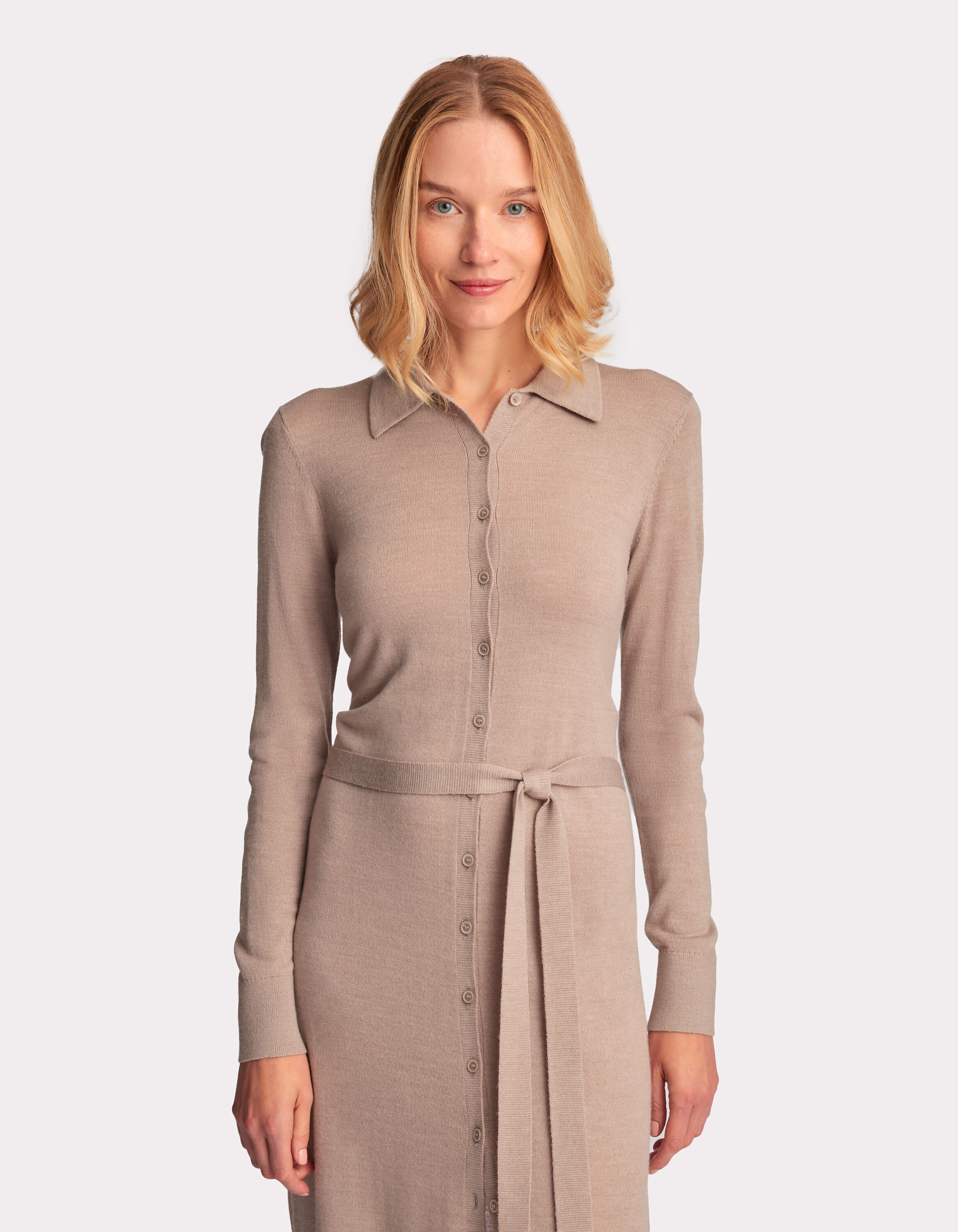 Robe col polo melange laine merinos beige celio be camaieu