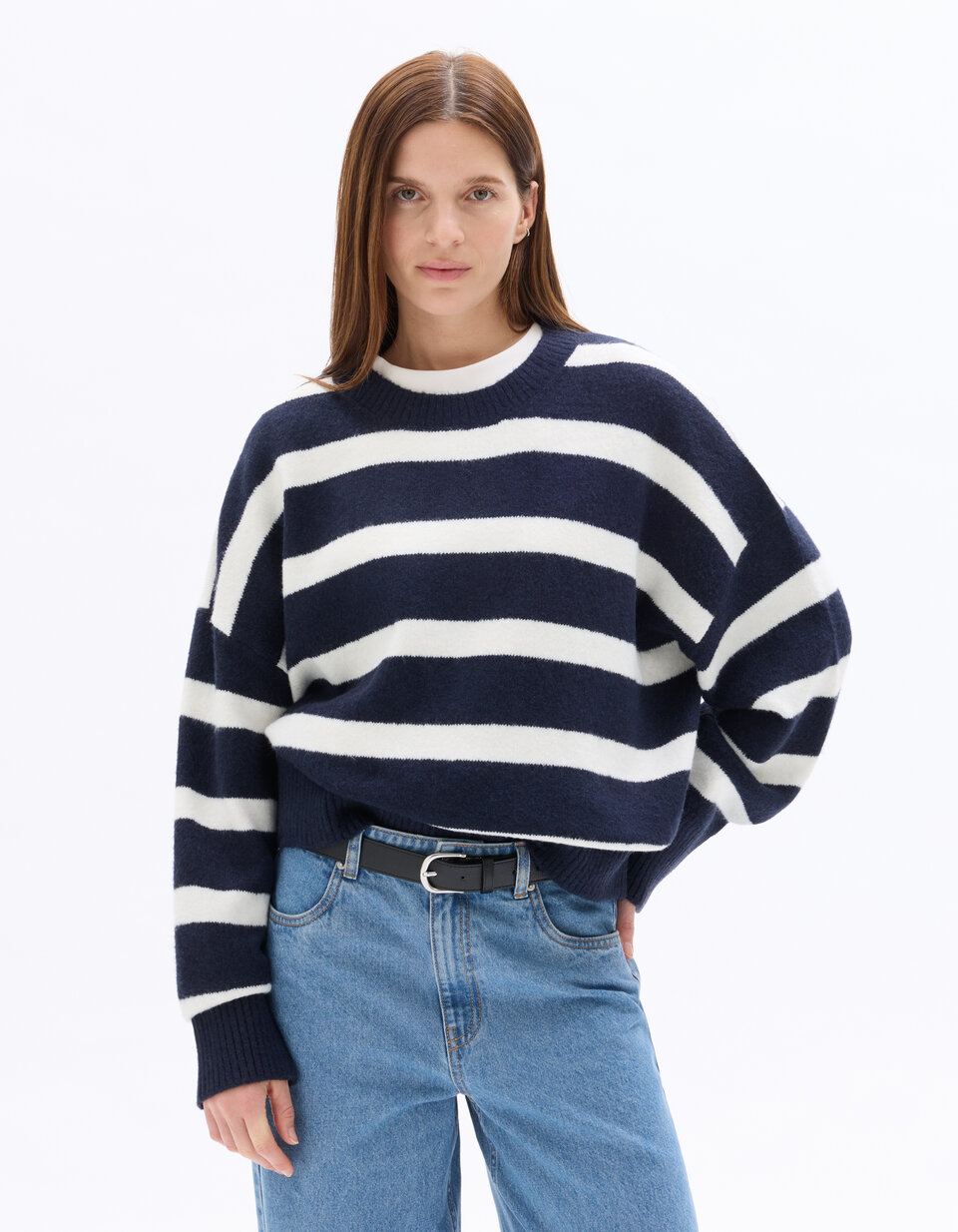 Pull Rayé Rag & Bone The Knit - Femme M - Bleu Marine - Occasion Parfait état