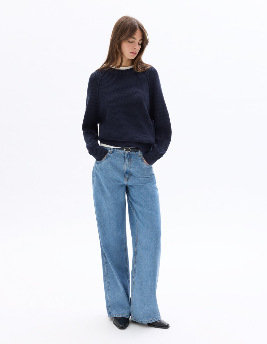 Pull Fille New Look – Gris, Col Rond, Manches Longues – Taille 14-15 Ans – Occasion