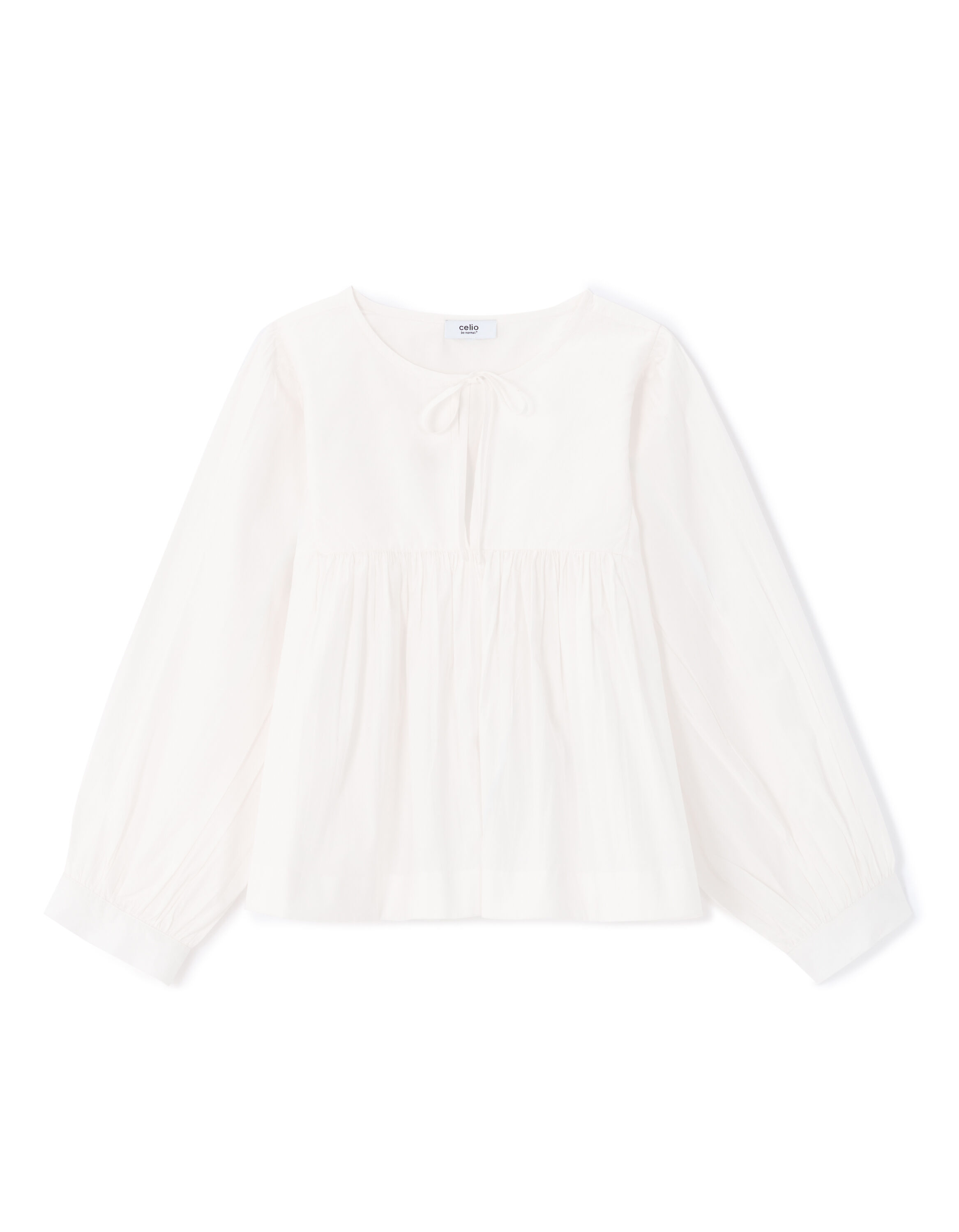 Cotton Blouse with Tunisian Neckline - White | celio women