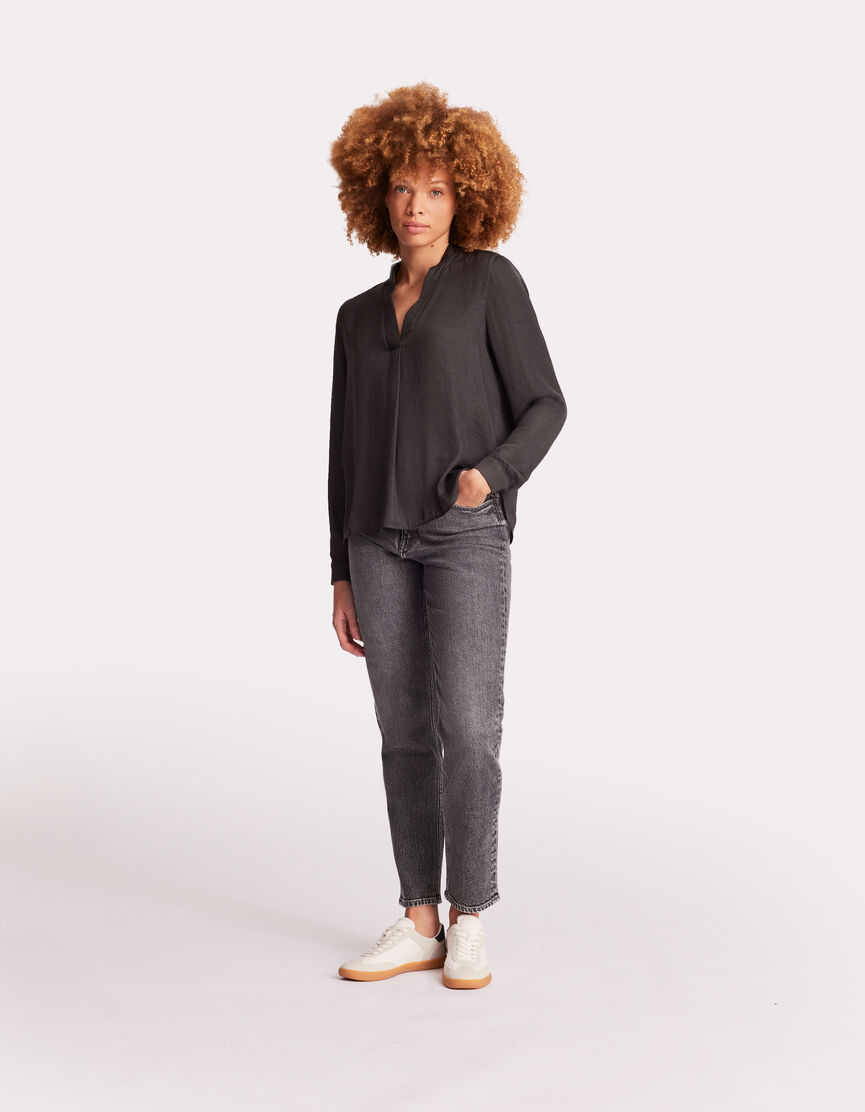 Blouse Femme Camaïeu Manches Longues Taille 1 Marron - Occasion Très Bon État