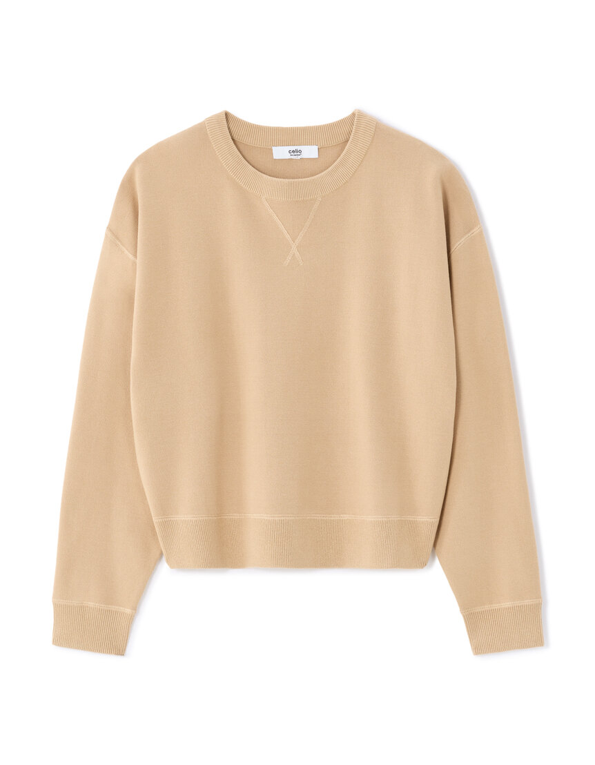 Pull Camaieu Col V Beige Taupe Clair - Taille XS, Neuf Avec étiquettes