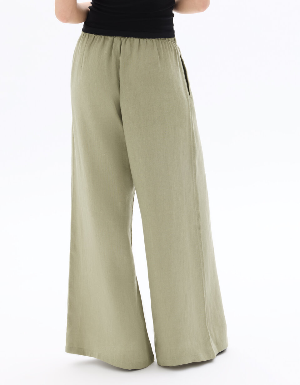 Wide Lin Pantalon wide 100% lin - vert | celio women