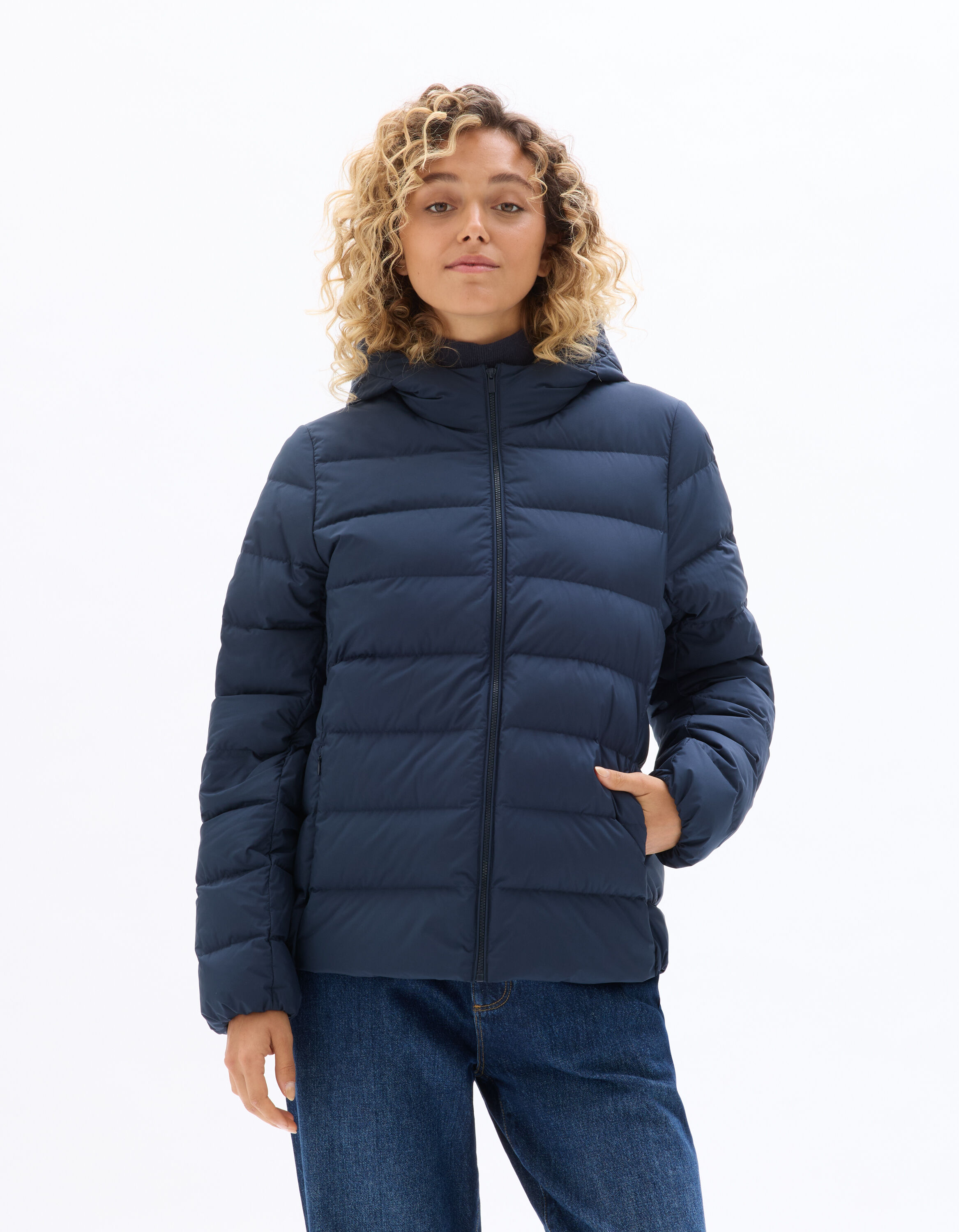 Doudoune light à capuche marine celio be camaïeu - Main Image