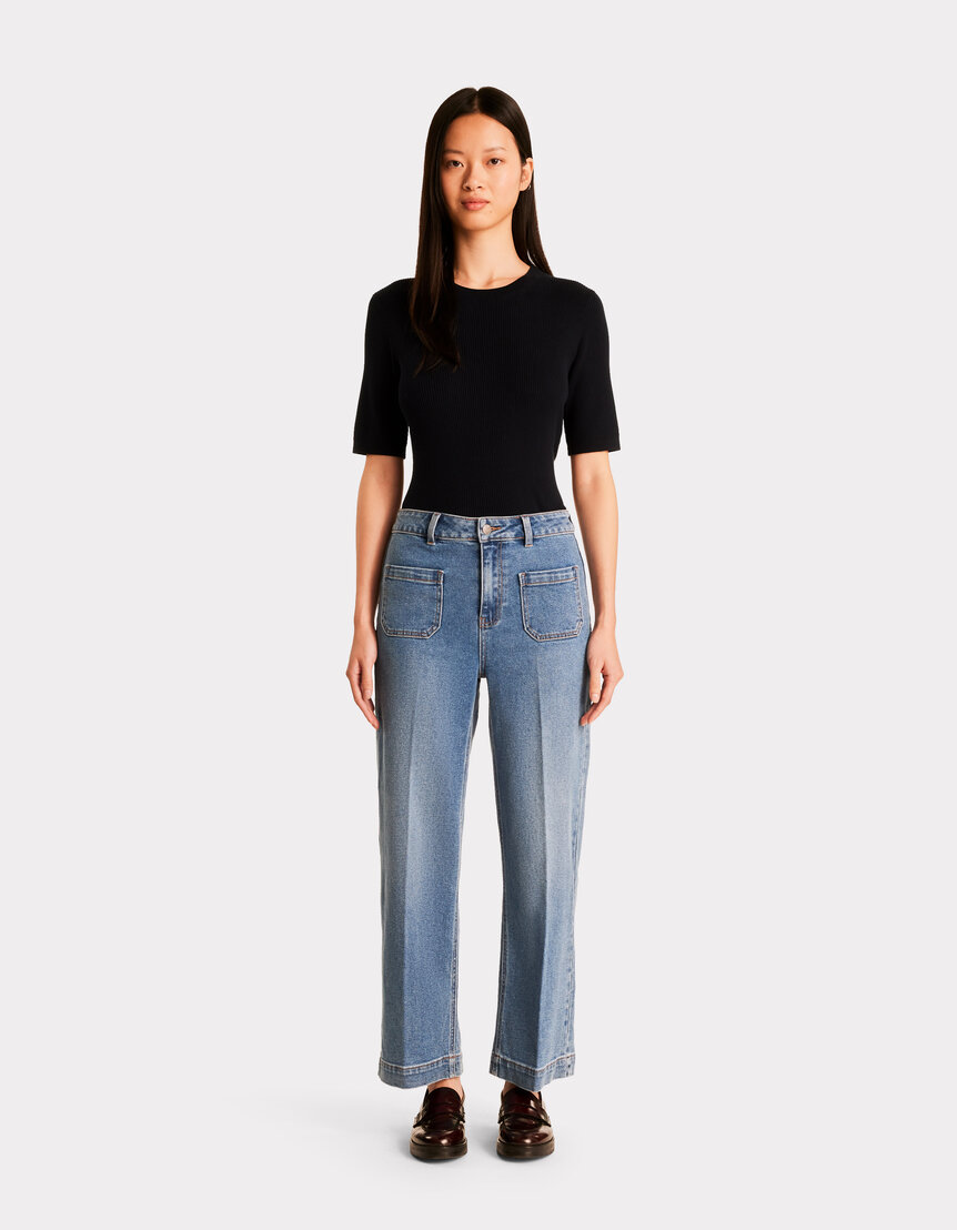 Pantalon large - denim