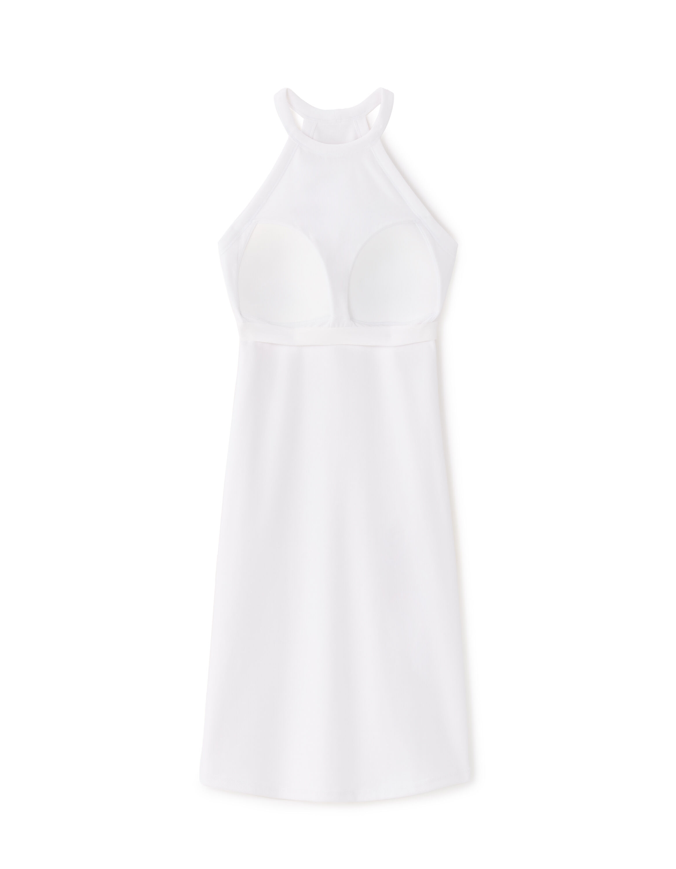 Halter Neck Dress with Built-in Bra - White
