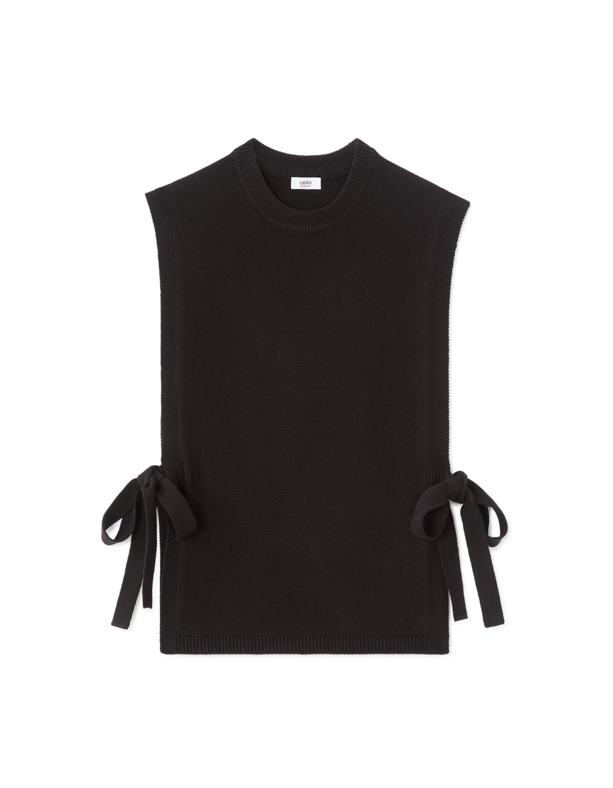 Sleeveless Sweater with Knot Detail - Black | celio women