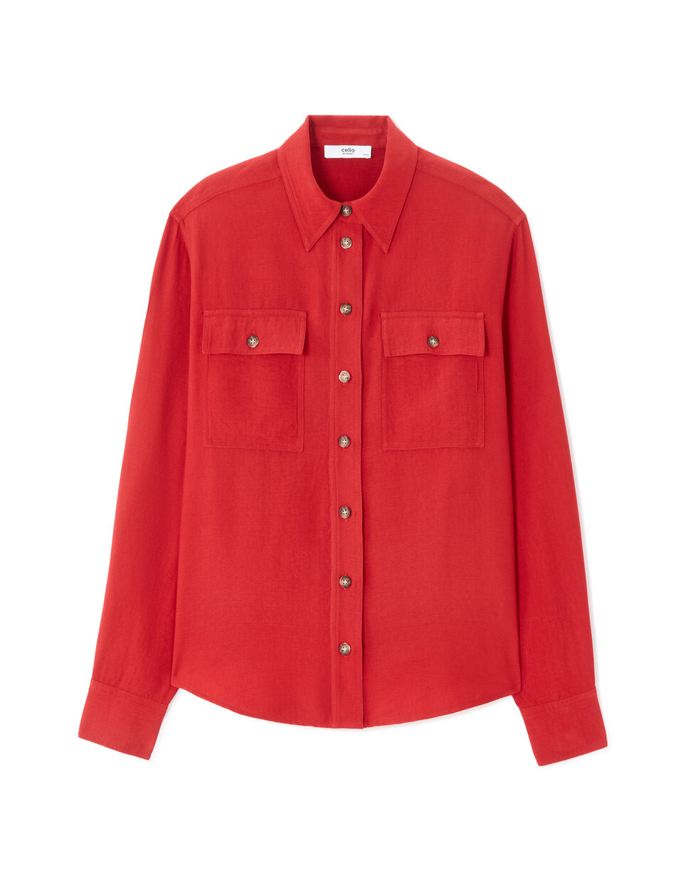 Chemise Homme Celio Rouge à Rayures, Manches Longues, Taille M, Neuve Avec étiquette