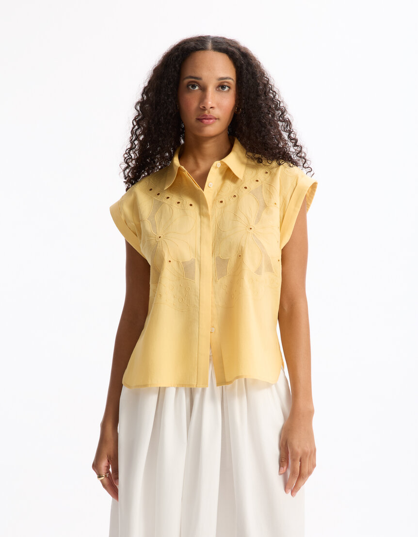 Kurta Femme Jaune En Coton Brodé - Taille Unique - Neuf Sans étiquette