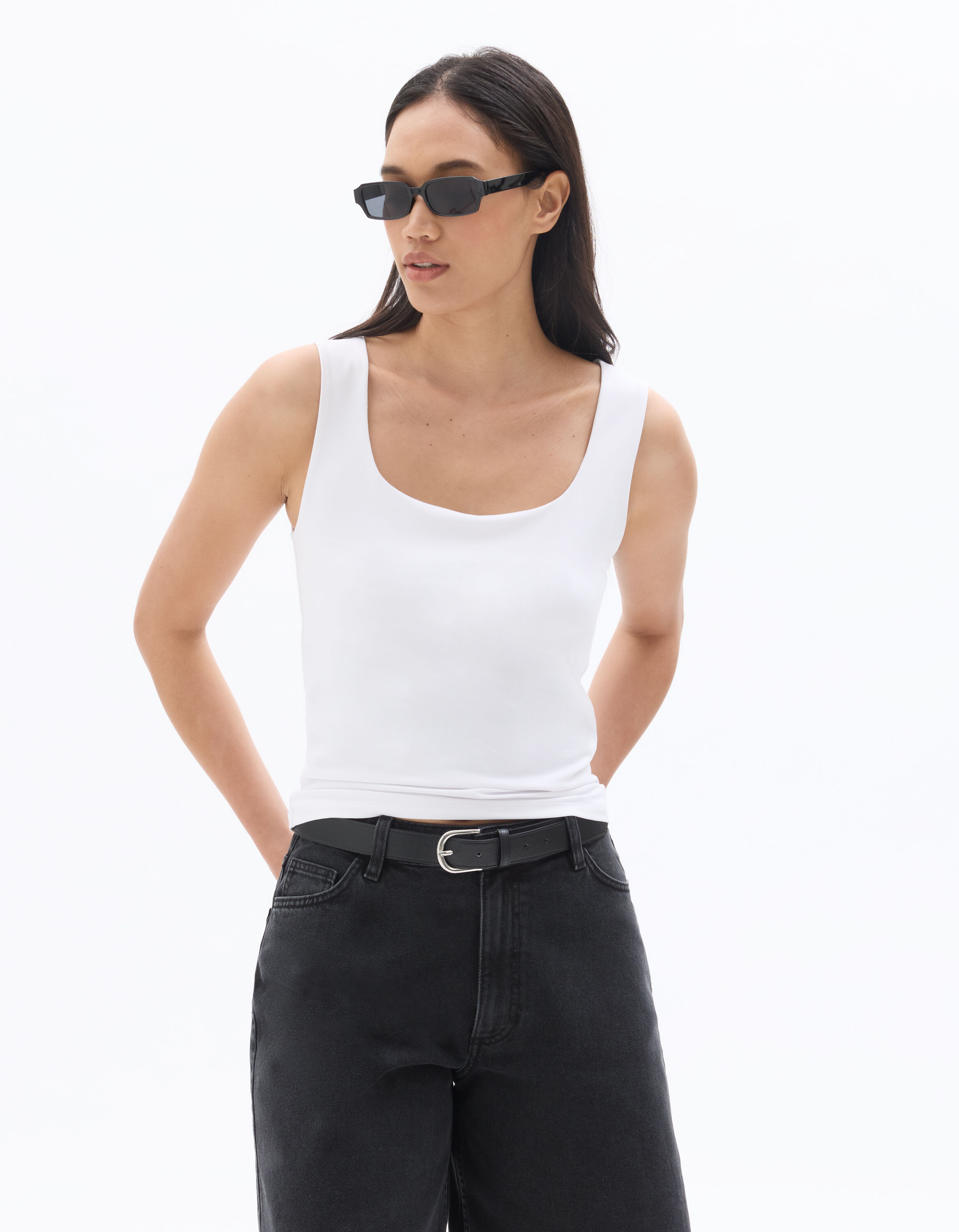 Wide Strap Tank Top - White | celio women
