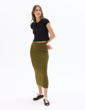 Jupe Droite Fleurie Camaïeu Taille 40 - Longueur 46 Cm - Viscose à Ceinture Élastique - Occasion Très Bon État