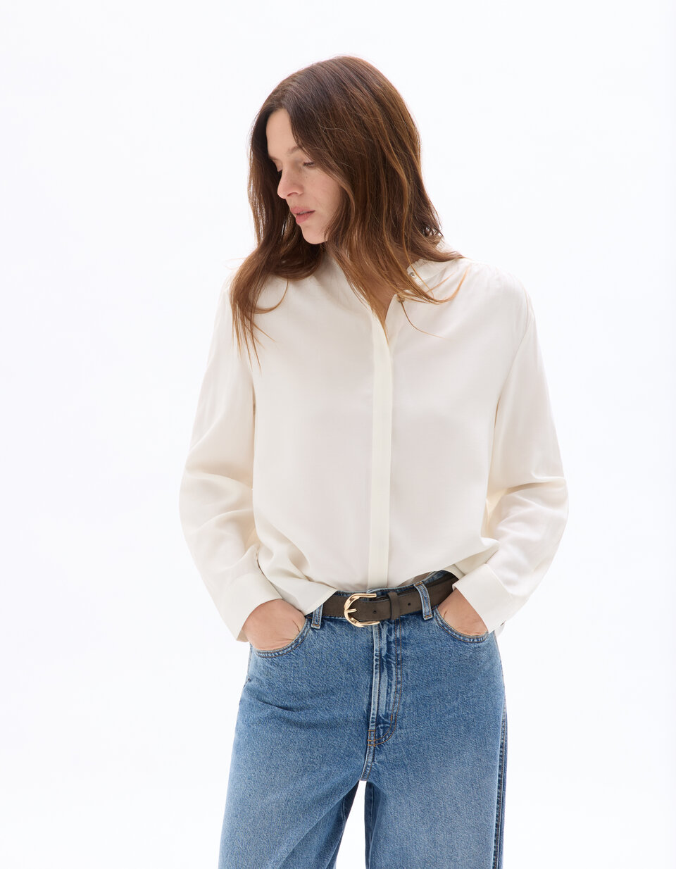 Haut Fluide En Mousseline Camaïeu Noir - Taille 38 - Coupe Empire - Occasion Très Bon état
