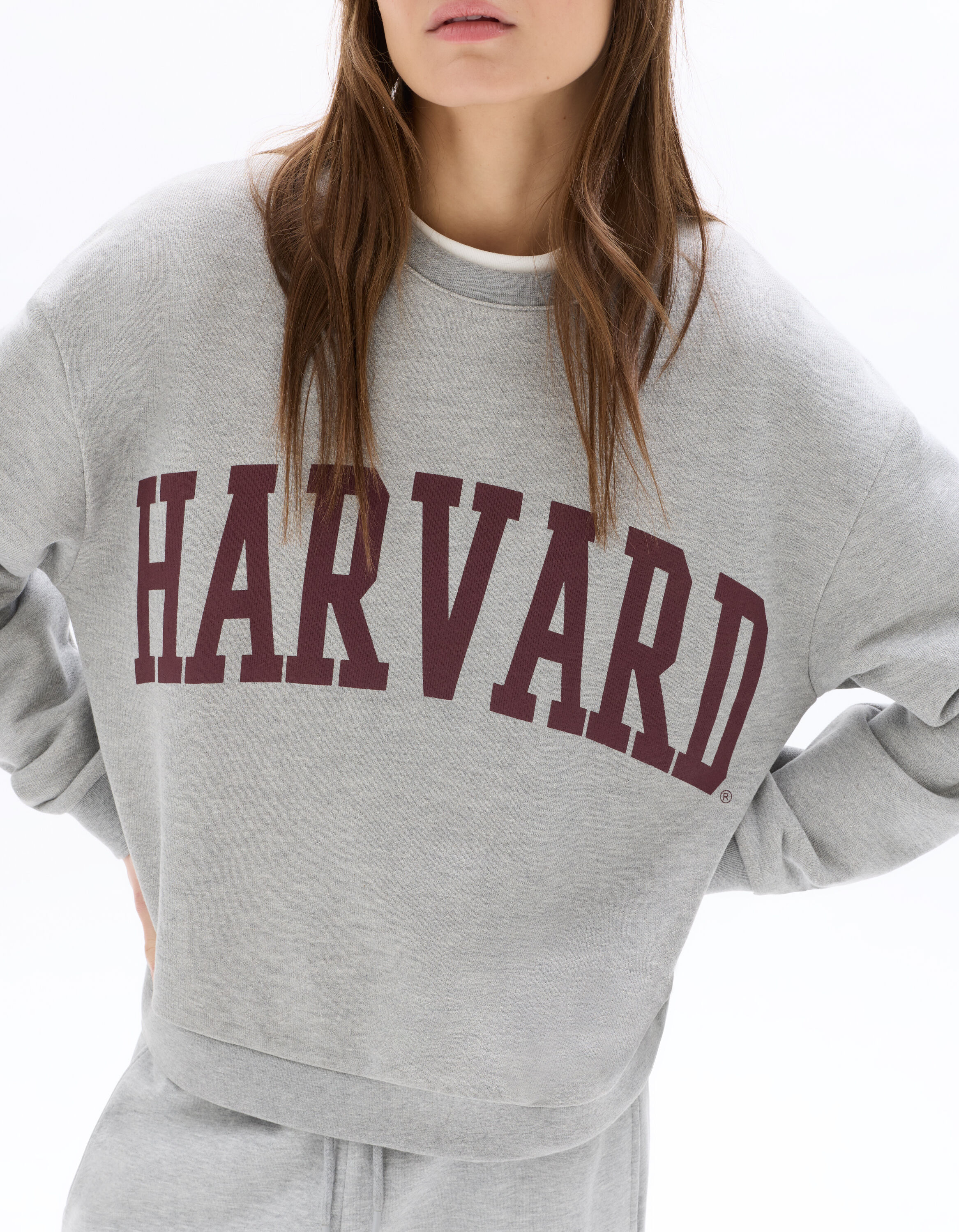 Sweat col rond pour femme Lazy brodé (mid heather grey
