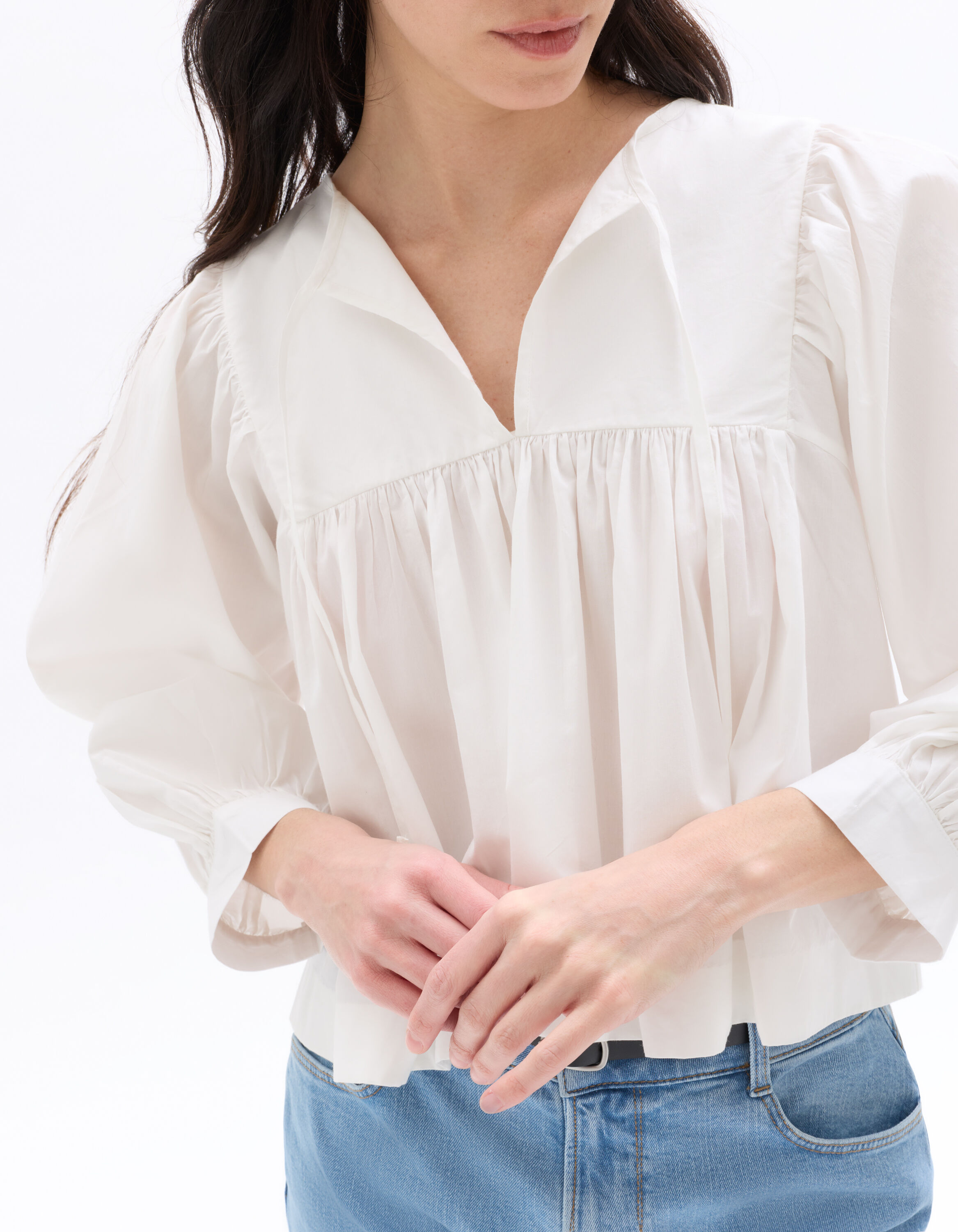 Cotton Blouse with Tunisian Neckline - White | celio women