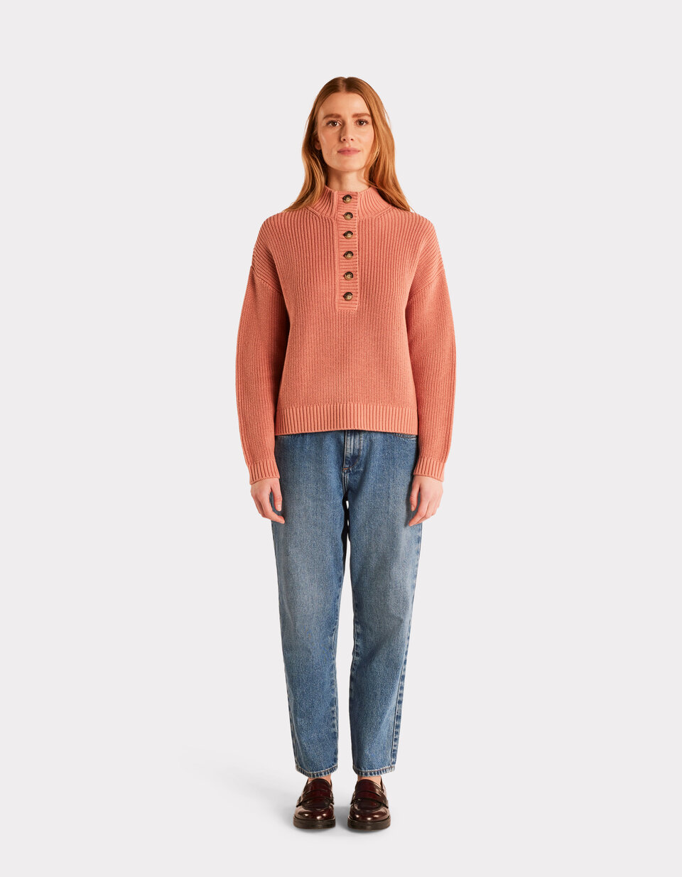 Pull en coton chaud col montant rose celio be camaïeu