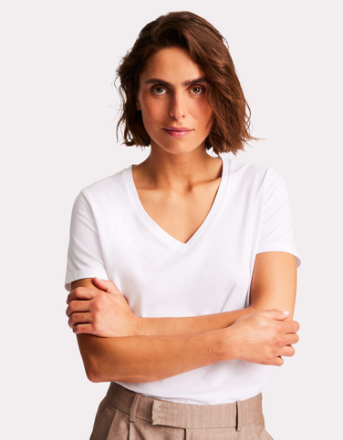 T-shirt Femme Col V En Coton - Coupe Normale - Tailles Grandes 42 à 60 - Basique Intemporel