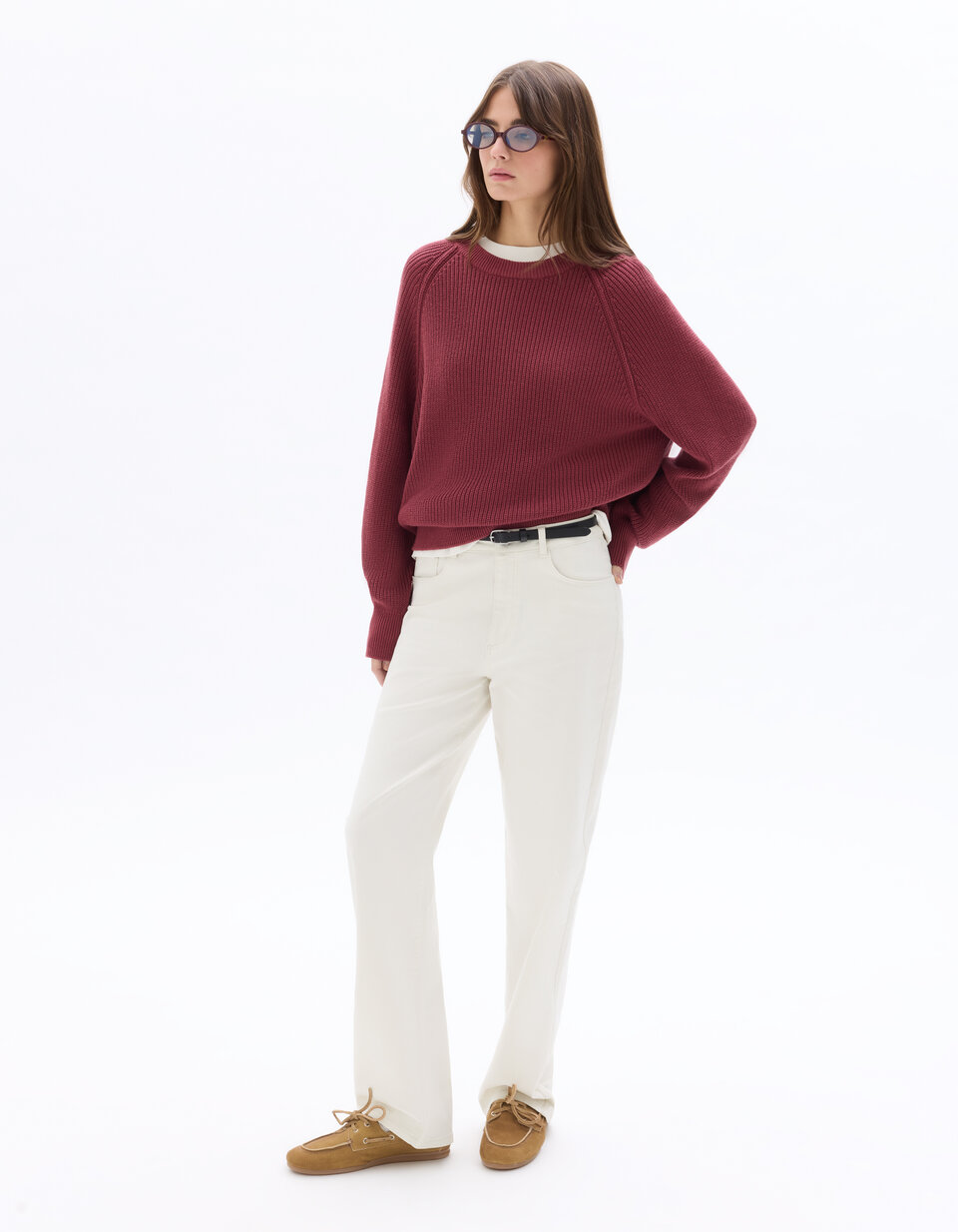 Pull col rond côtelé - rose | celio women
