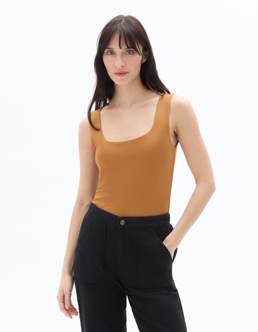 Débardeur Camaïeu Femme Taille 1 (36) - Coton Orange, Occasion Très Bon état