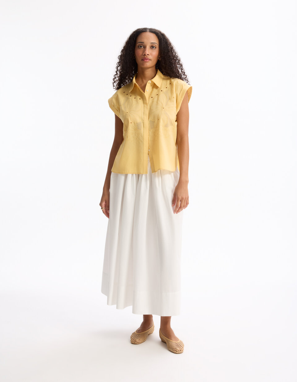 Chemisier Imprimé Fleurs Jaune La Fee Maraboutee Femme - 2567412-jaune0