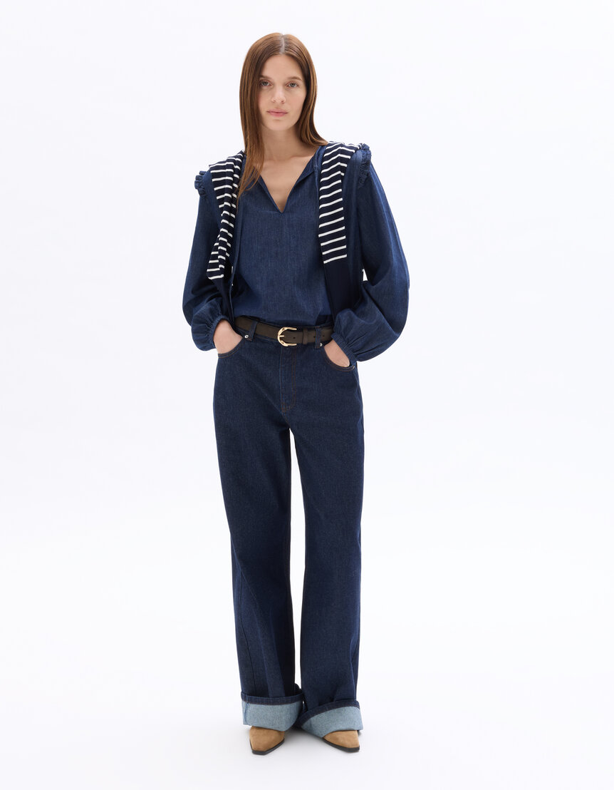 Blouse En Soie Grise Et Verte - Taille 36 (Camaïeu), Manches Courtes, Occasion Très Bon état