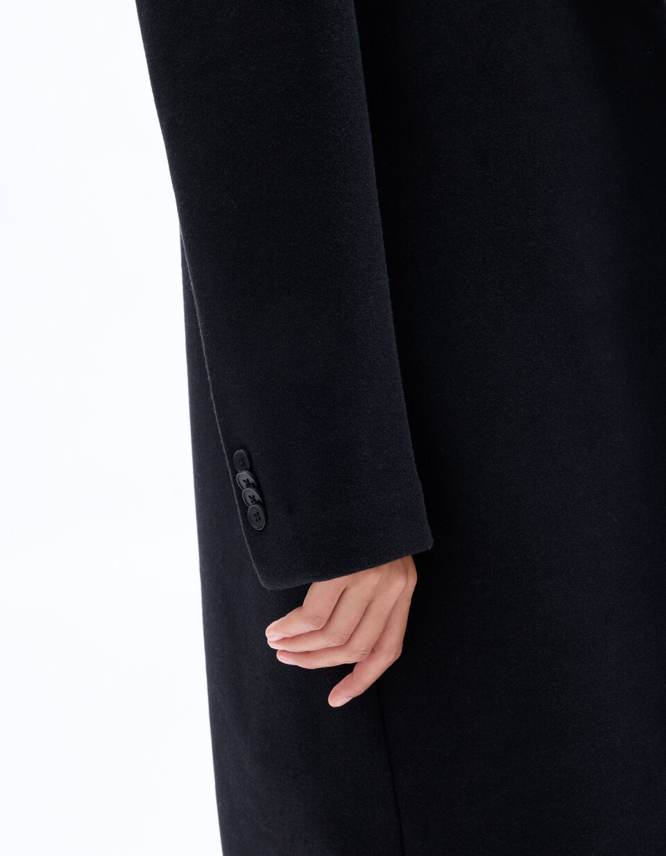 manteau oversize en laine mélangée à boutonnage simple - Noir | FR