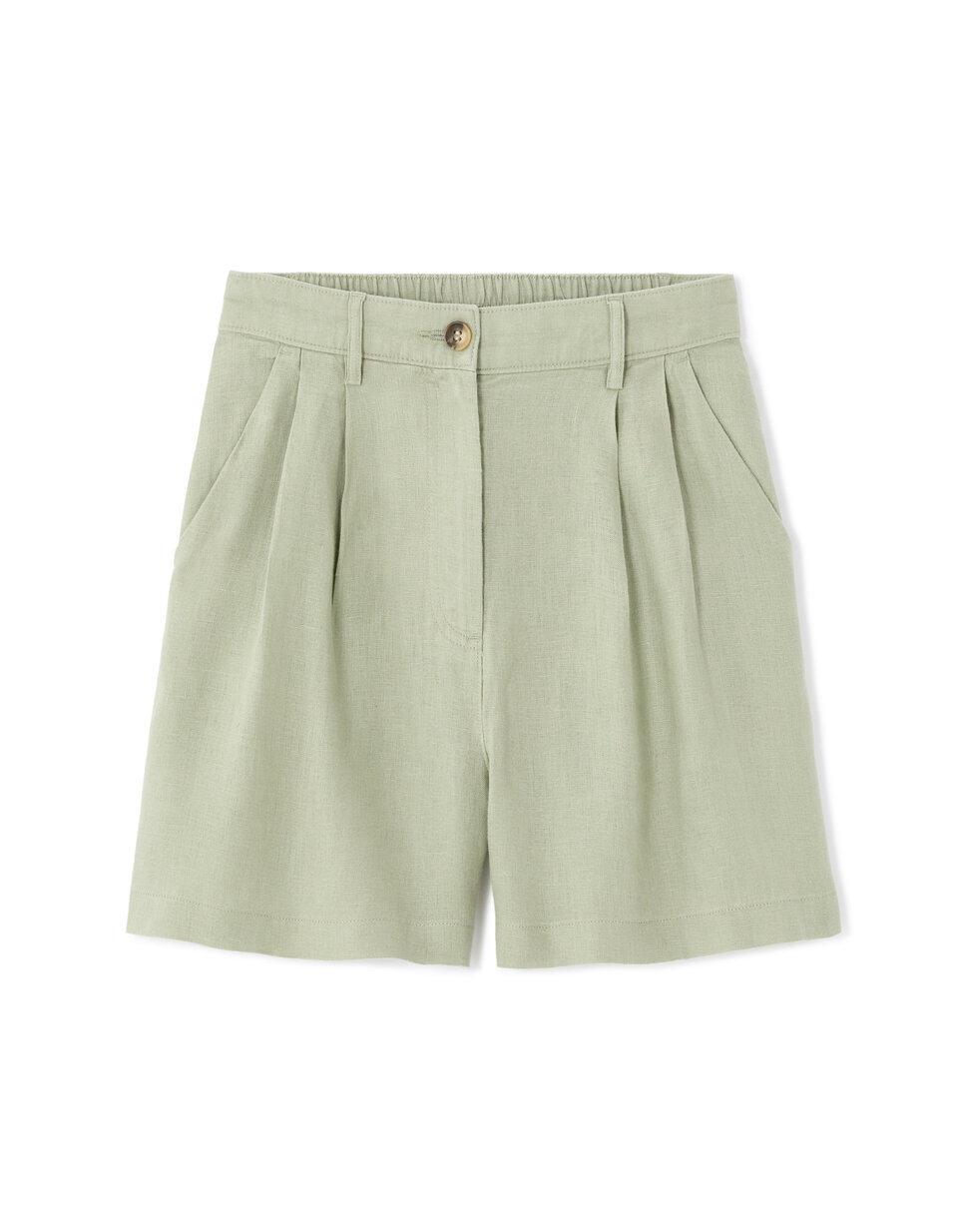 Short 100% lin à plis - vert