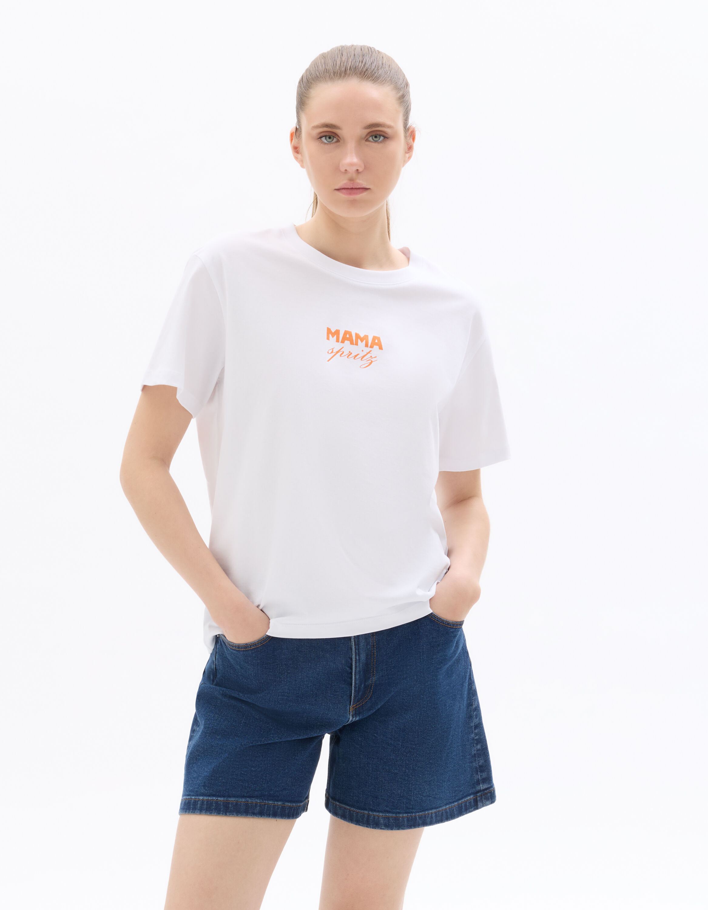 mami Box Mama Spritz 100% Cotton T-shirt - White | celio women
