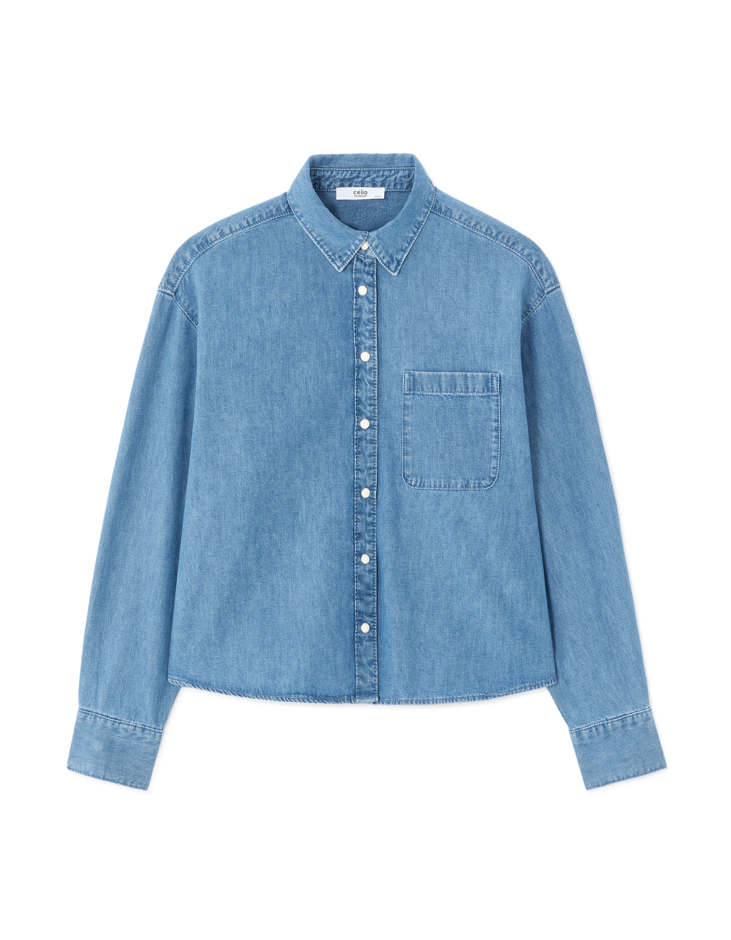 Cropped denim shirt - blue | celio women