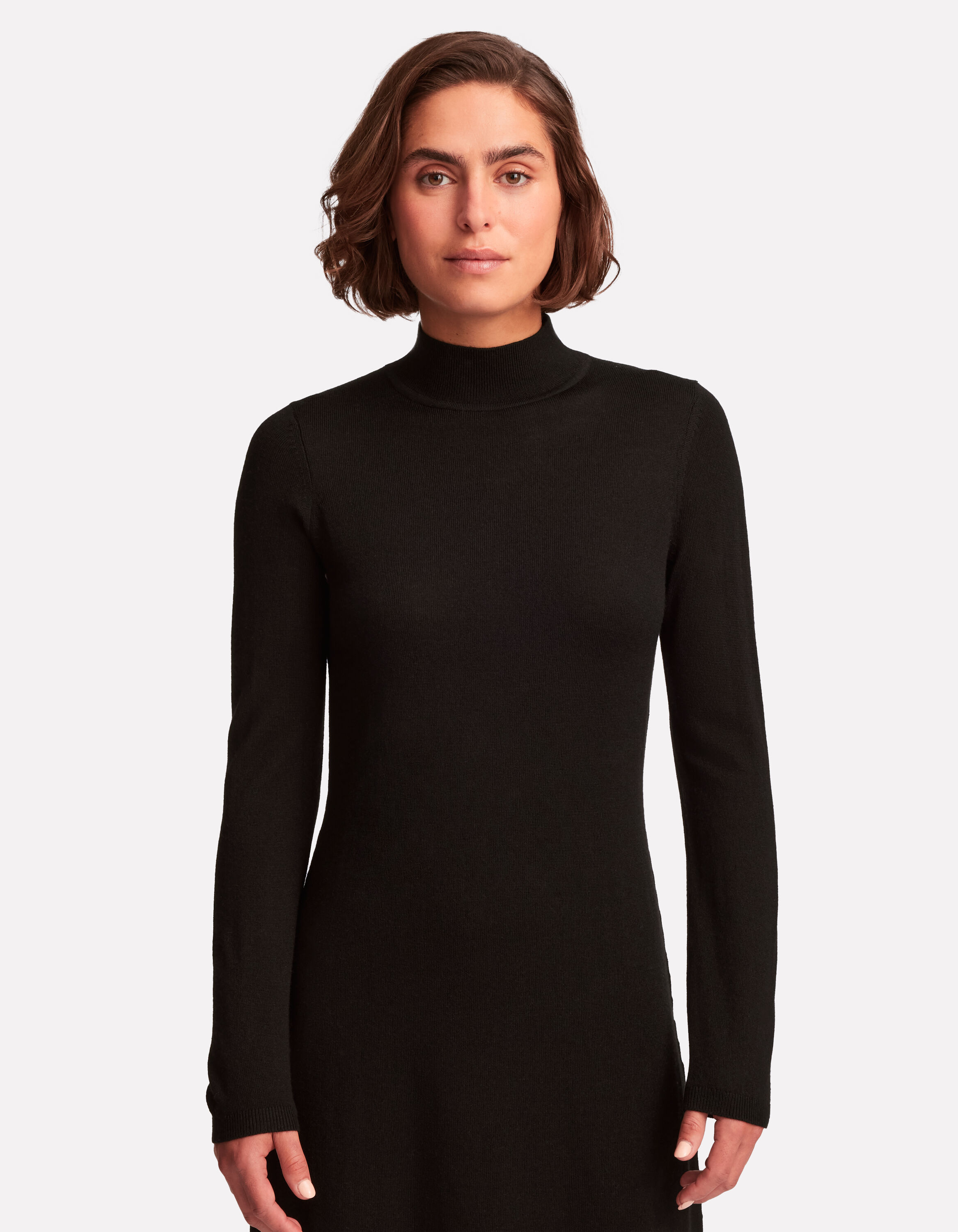 Robe col montant melange laine merinos noir celio be camaieu