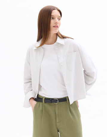 Chemisier Beige En Lin T.O.P. - Taille 38 (M), Manches Courtes - Occasion