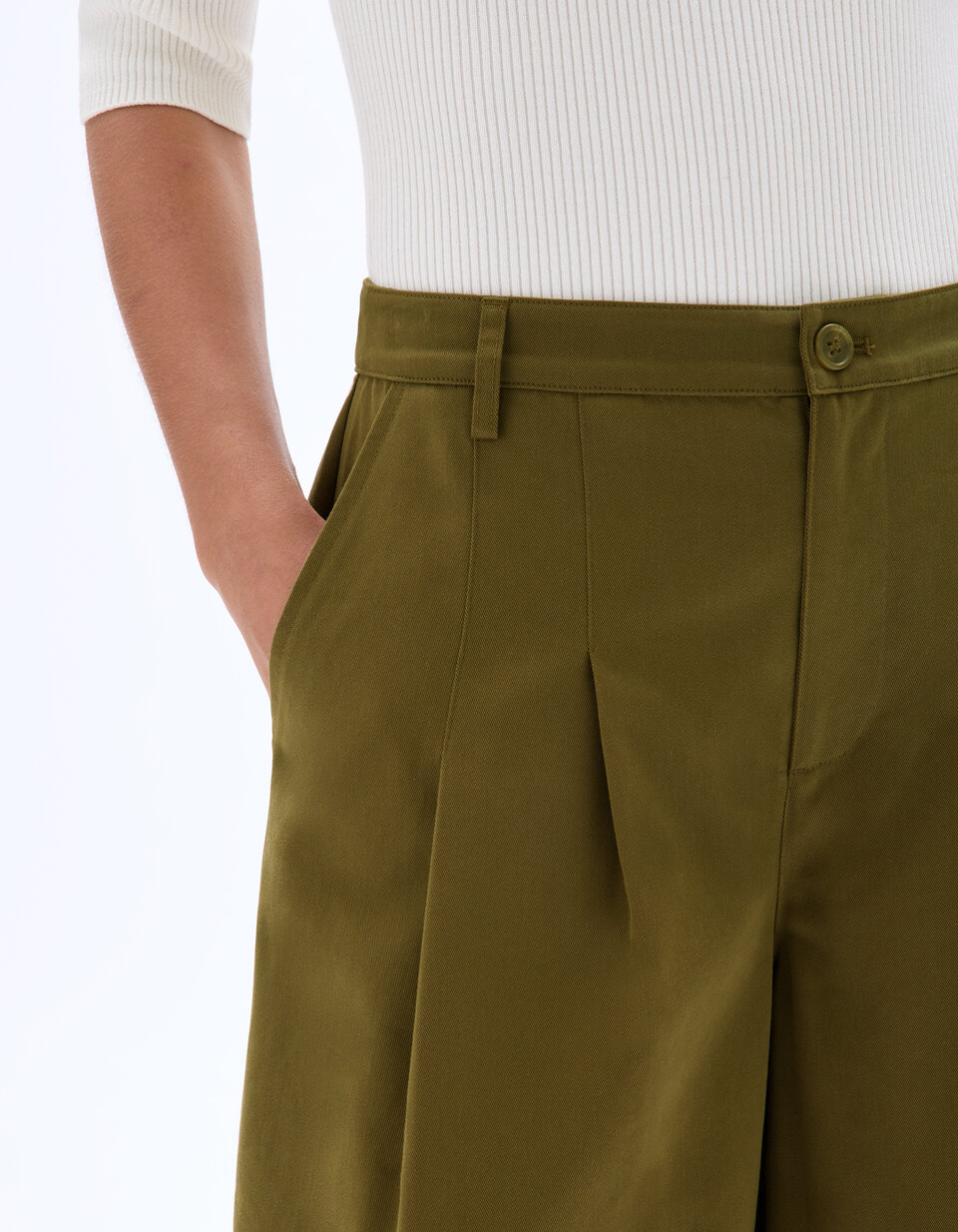 Pantalon Large Et Fluide MAX MARA Studio - Taille 42 (32" De Tour) - Couleur Kaki - Très Bon état