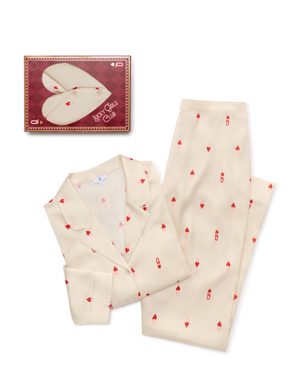 Ensemble de pyjama satiné motif Queen - écru