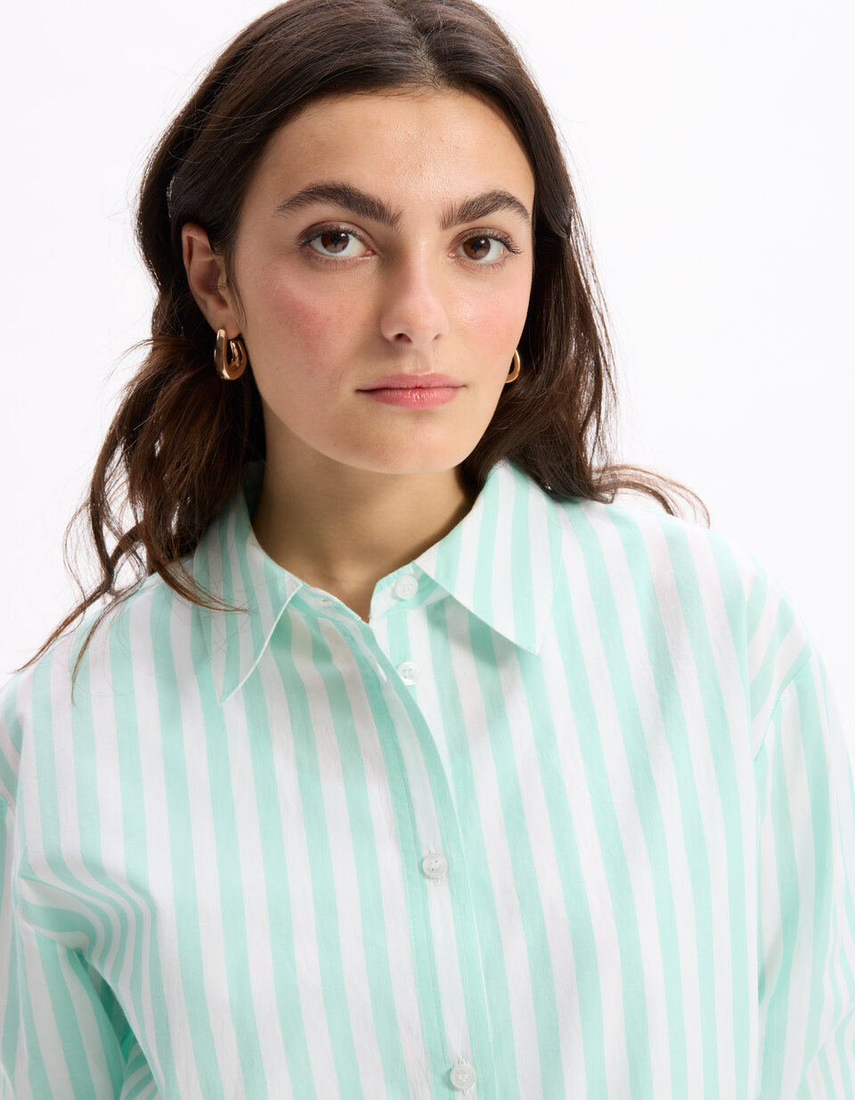 Chemise Rayée Vert D'Eau | TU 36-48