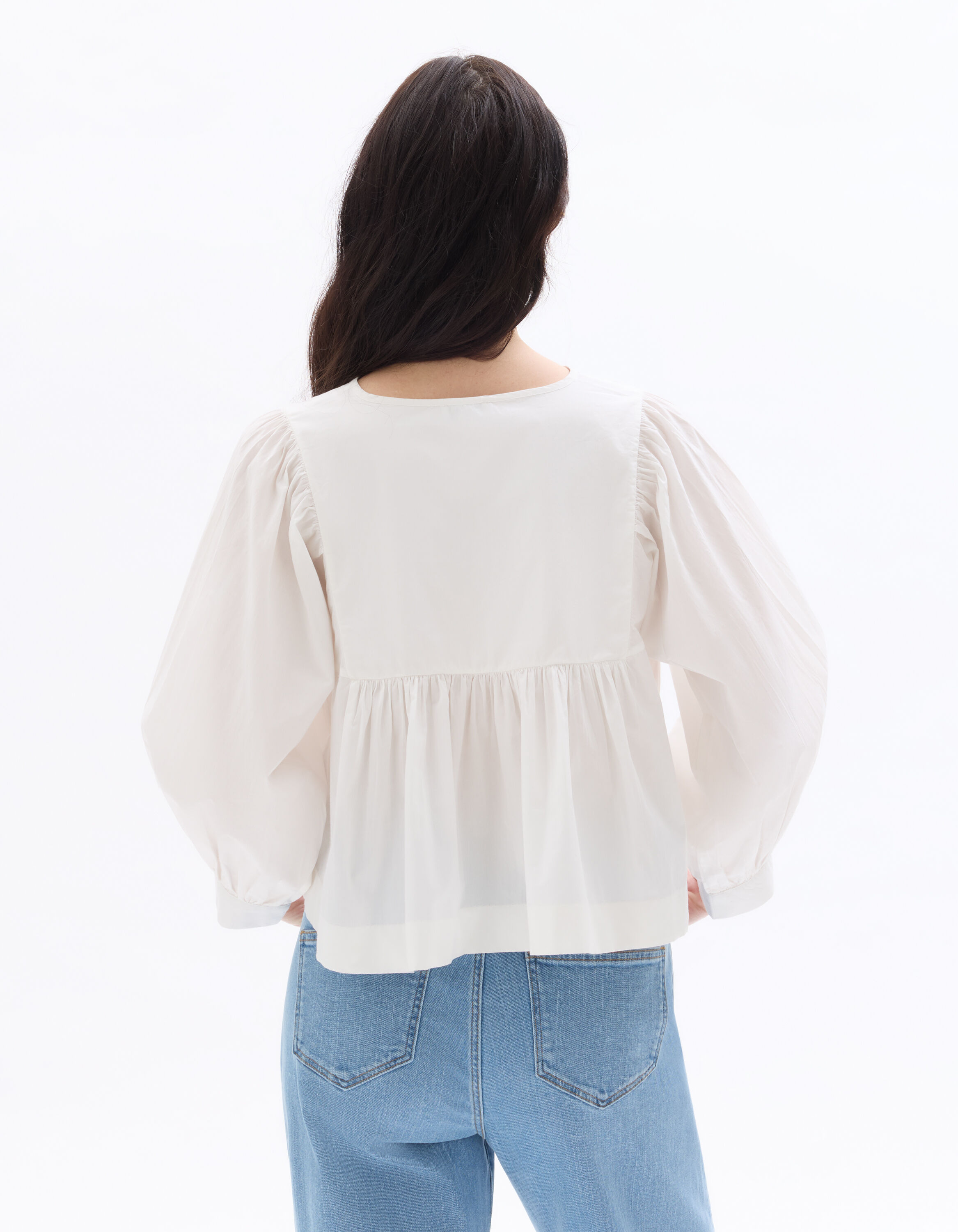 Cotton Blouse with Tunisian Neckline - White | celio women